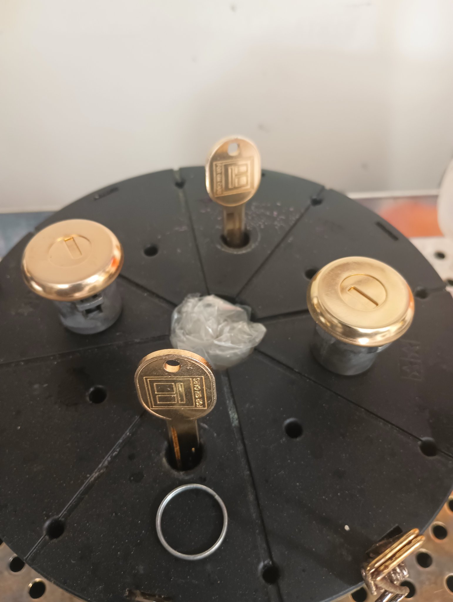 ChromeKarats gold plating work — Gold GM Lock Cylinders & Keys — Close-Up